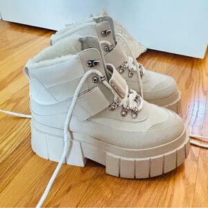 Call It Spring Cream Lace Up Platform Winter Boots
